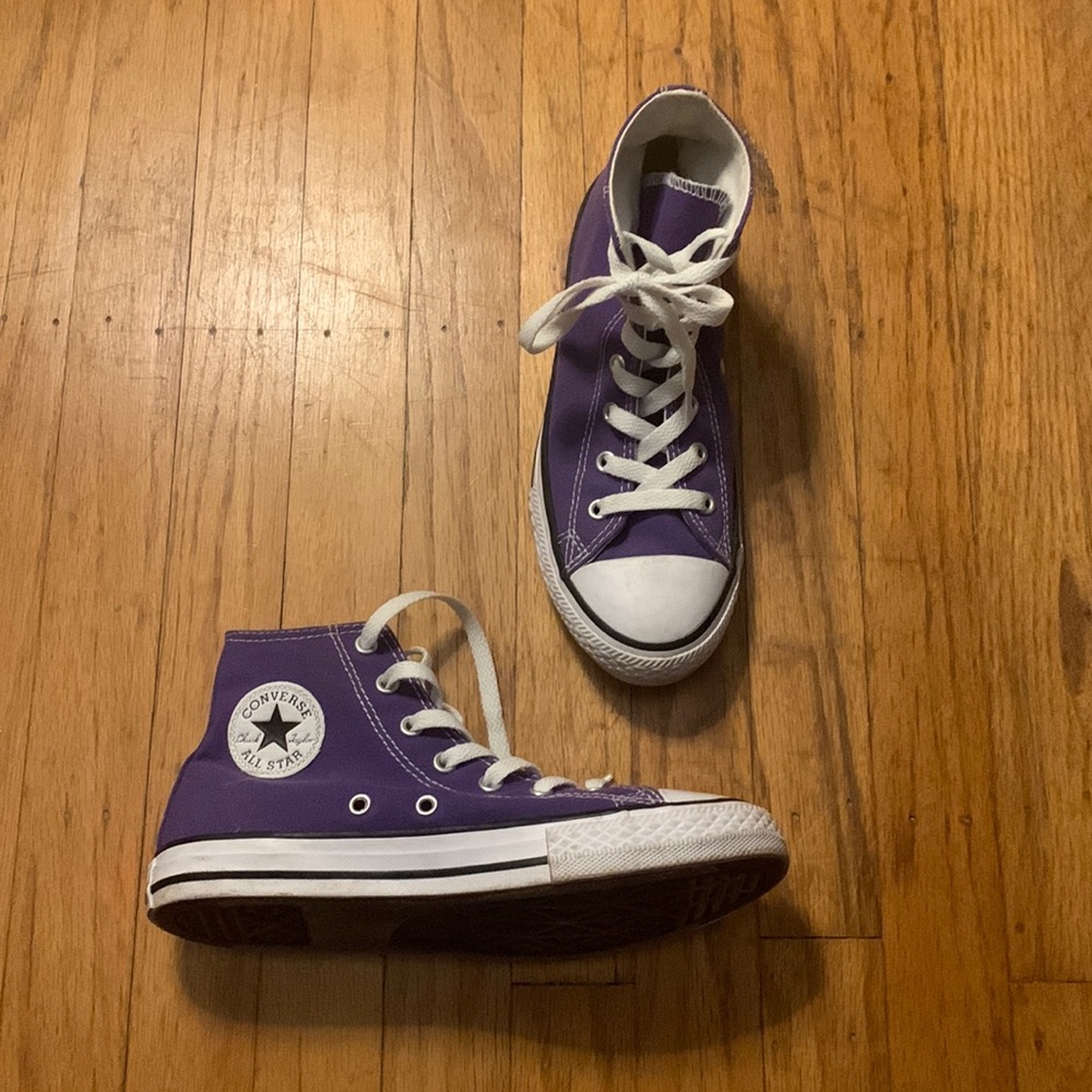 purple high top converse